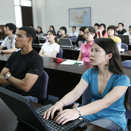 Johns Hopkins SAIS students in a class
